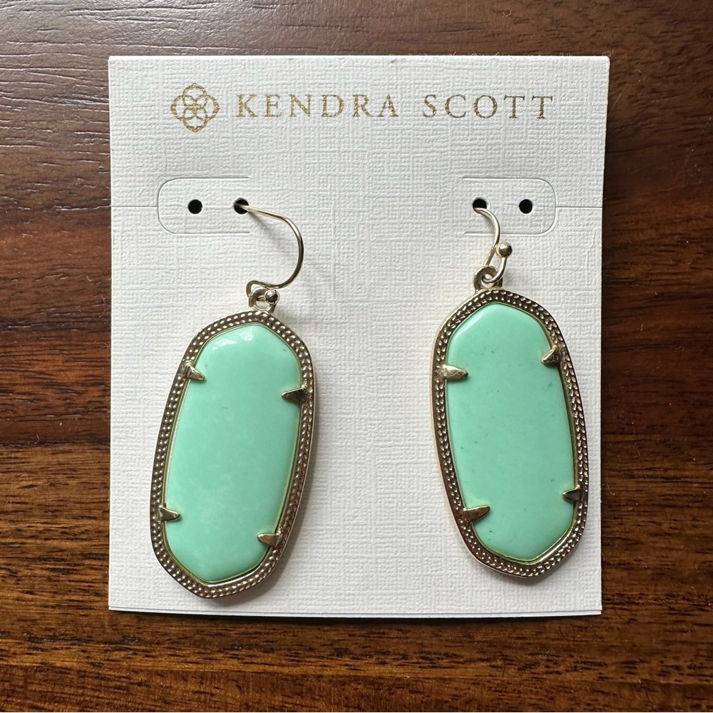 Kendra Scott Elle Earrings Gold Mint Green